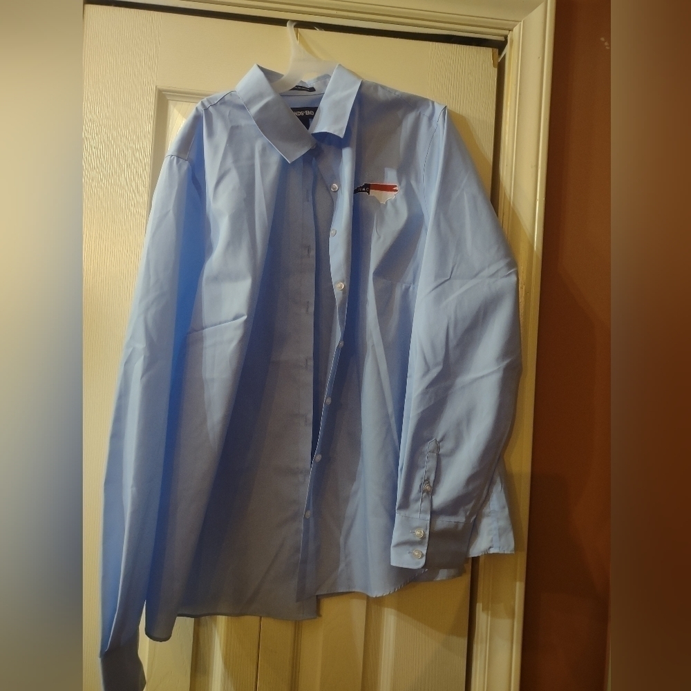 Light Blue Men's Lands Ends Button Down Long Sleeve Shirt North Carolina Flag